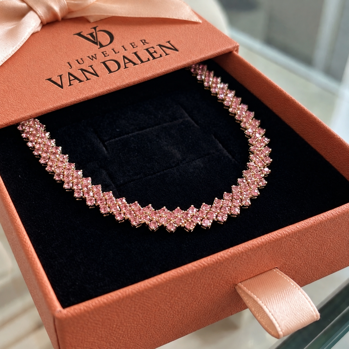 Roze ketting Gloed | Goud