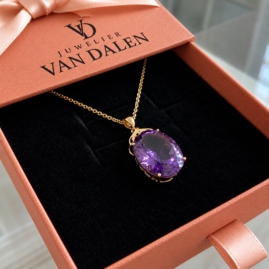 Keizerlijke ovale amethist ketting | Goud
