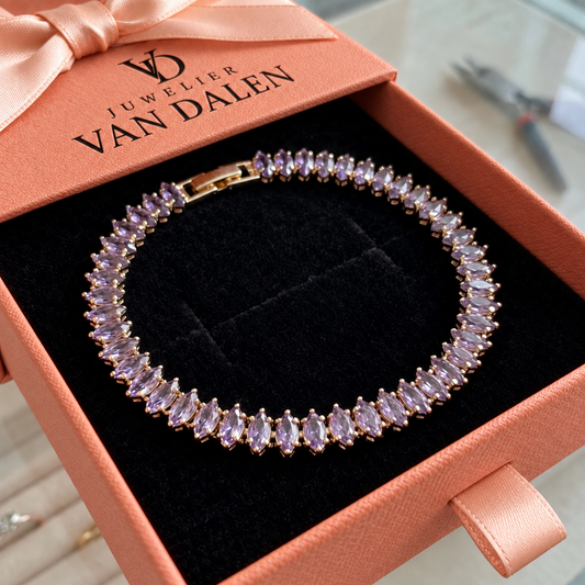 Marquise-tennisarmband met amethist | Goud