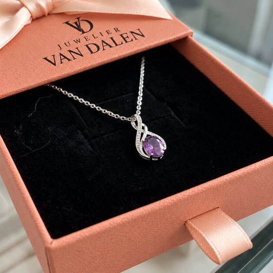 Pavé-infinityketting met amethist | Witgoud