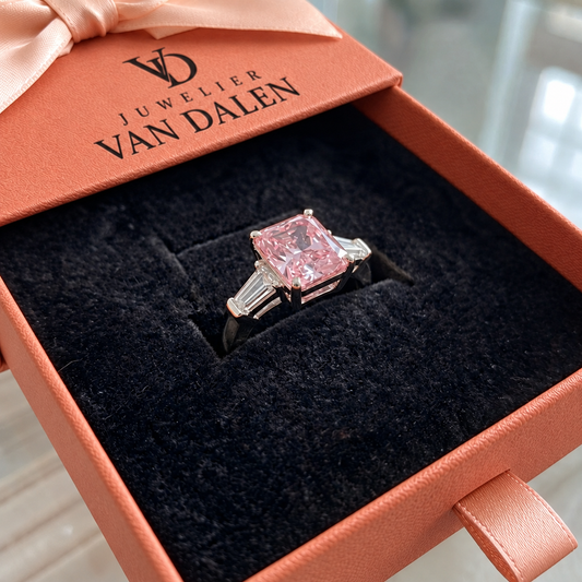 Roze ring Verve | Wit goud