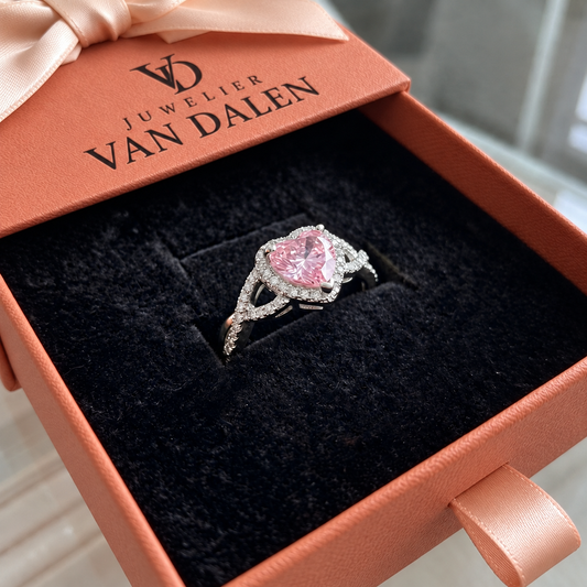 Gedraaide halo-liefdesring | Wit goud