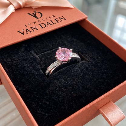 Roze ring Maancontour | Witgoud