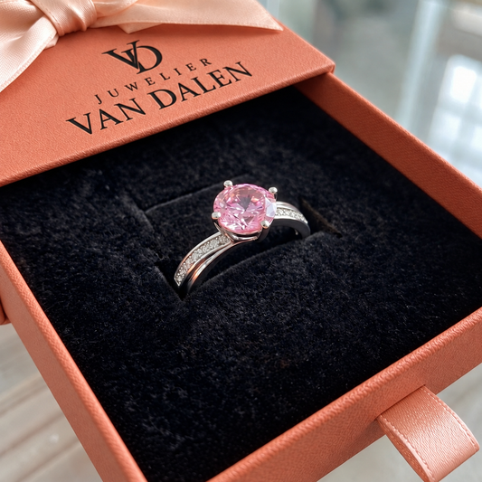Roze ring Contour Maan | Witgoud