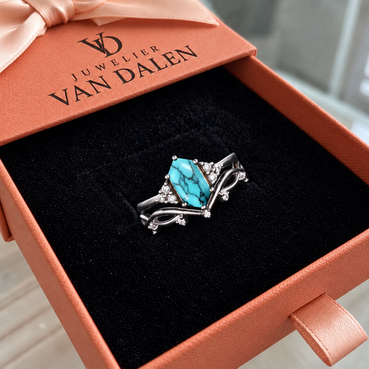 Turquoise kroonringenset Aureva | Goud
