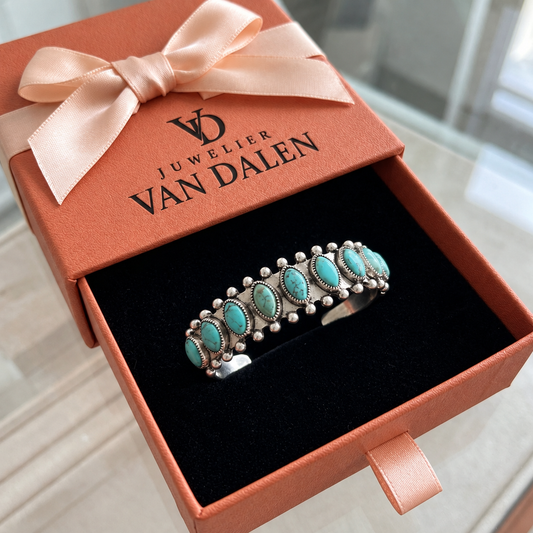 Turquoise bangle Azmira | Wit goud