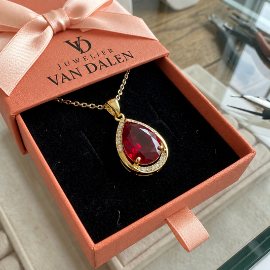 Robijn druppelhangerketting | Goud