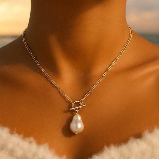 Artemia, ketting met natuurlijke parel in goud