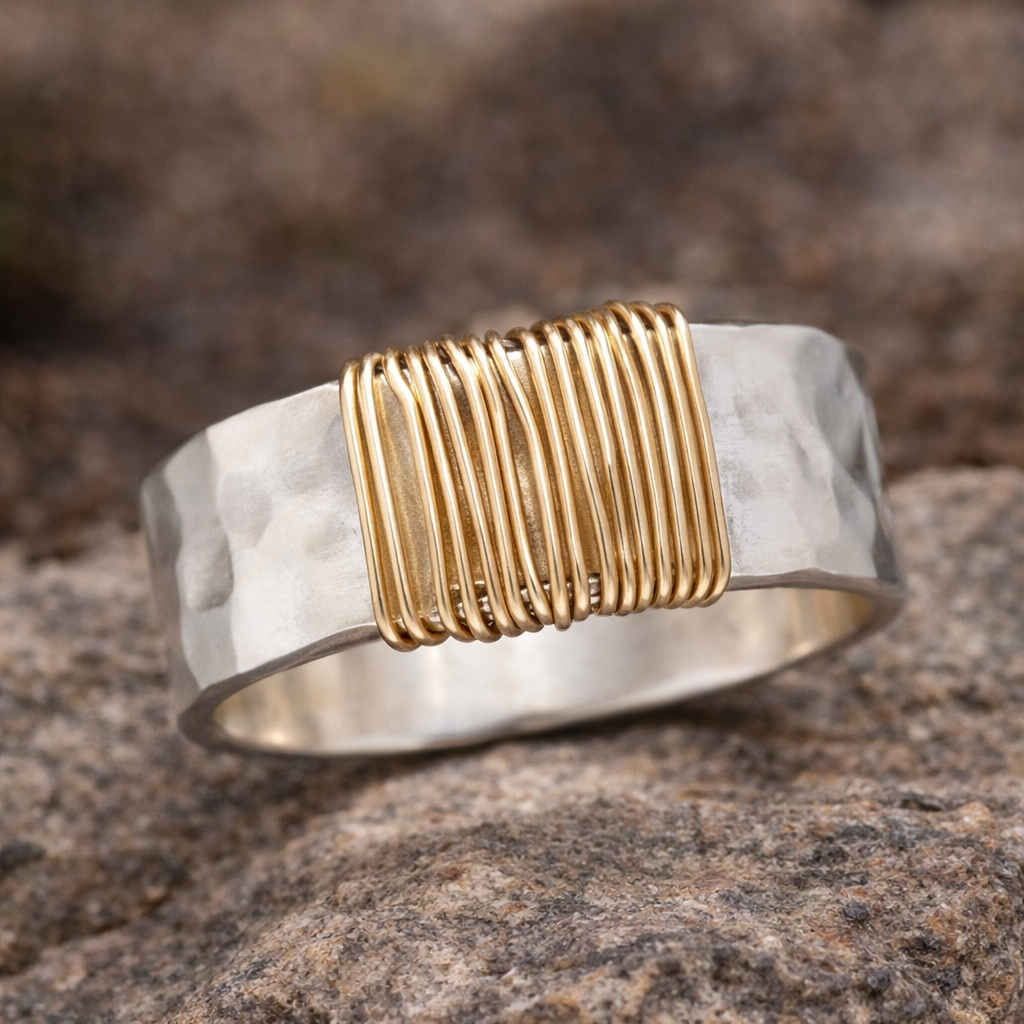 Boho-ring met draadjes in goud