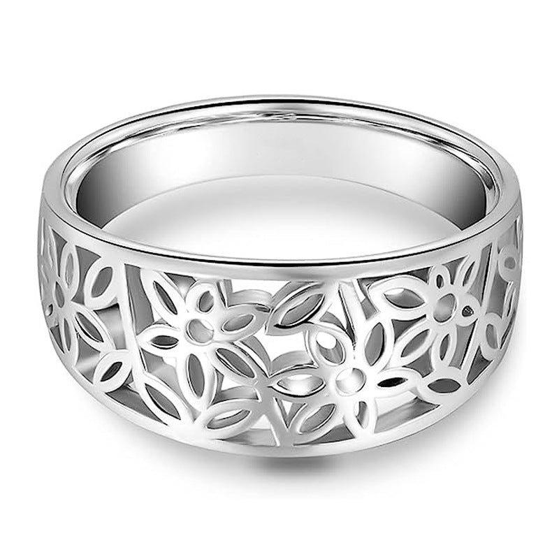 Delicate bloemring Daria in wit goud