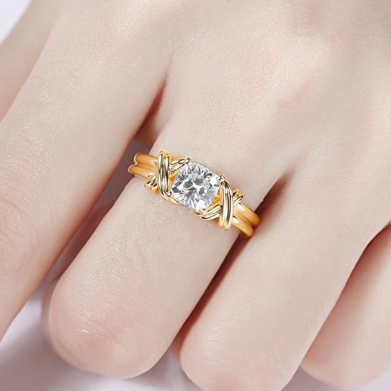 Statement-ring met strik in goud