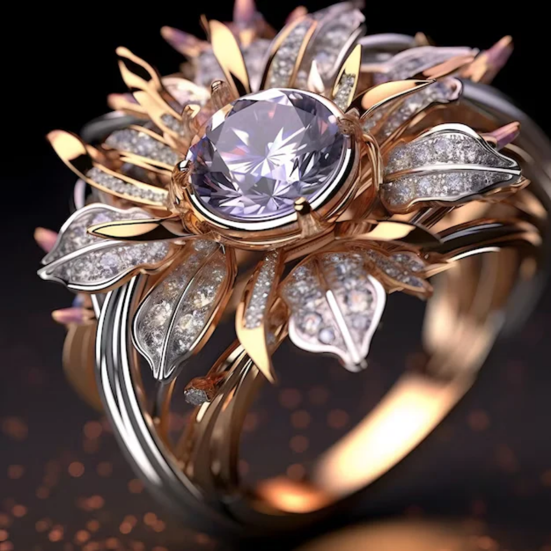 Exotische paarse ring in goud
