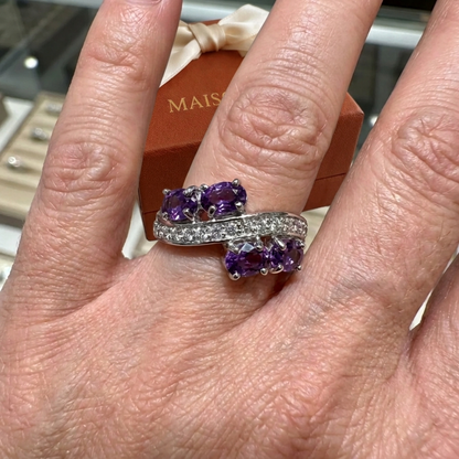 Ring Flow Lavendel in wit goud
