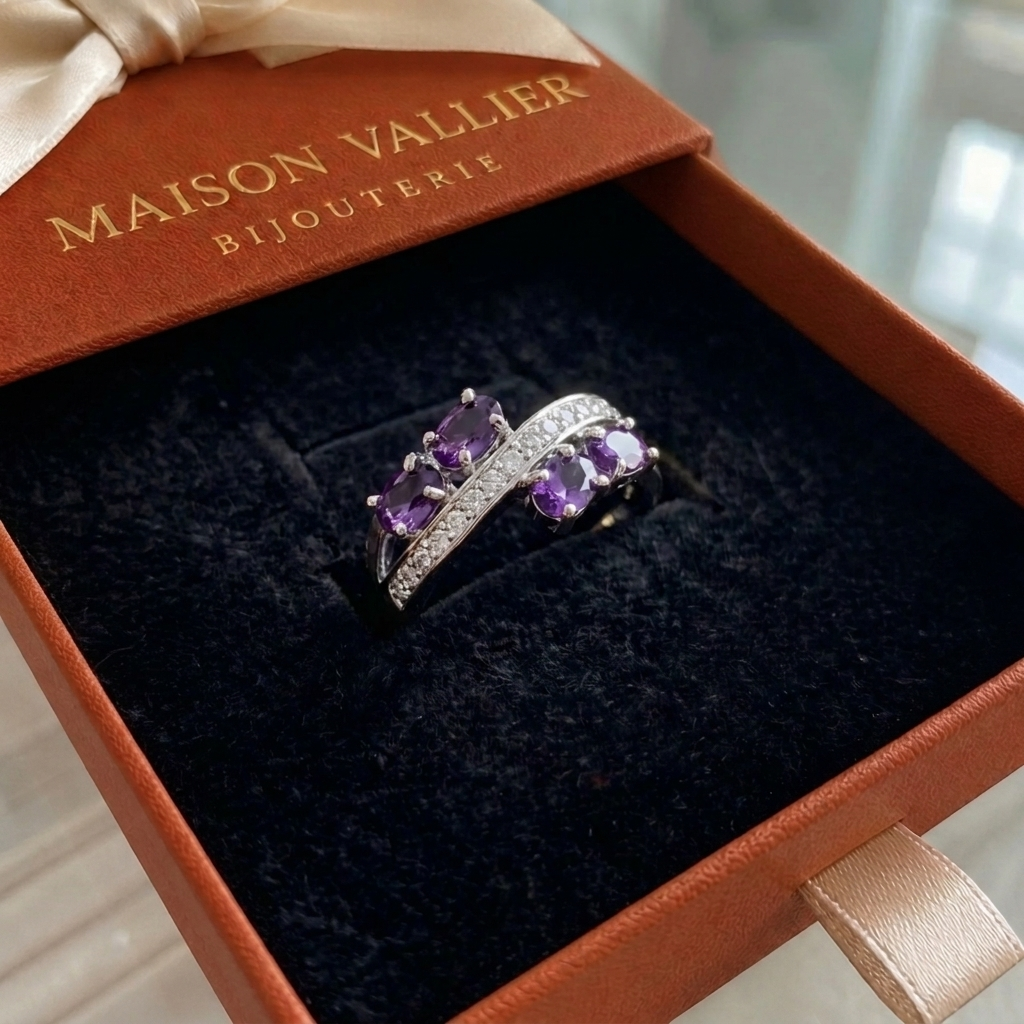 Ring Flow Lavendel in wit goud