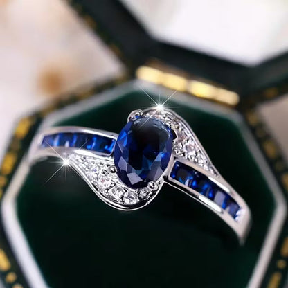 Saffier ring Flow in wit goud