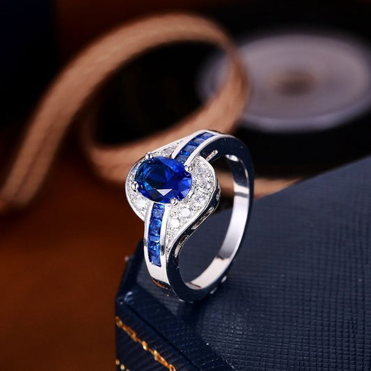 Saffier ring Flow in wit goud