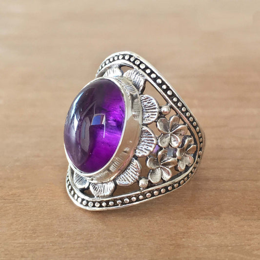 Ring Hyda met agaat en amethist in goud