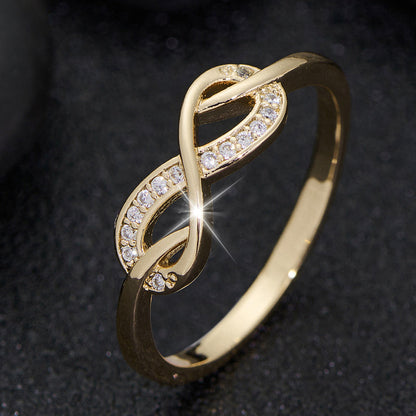 Kristallen infinity-ring Lysette in goud
