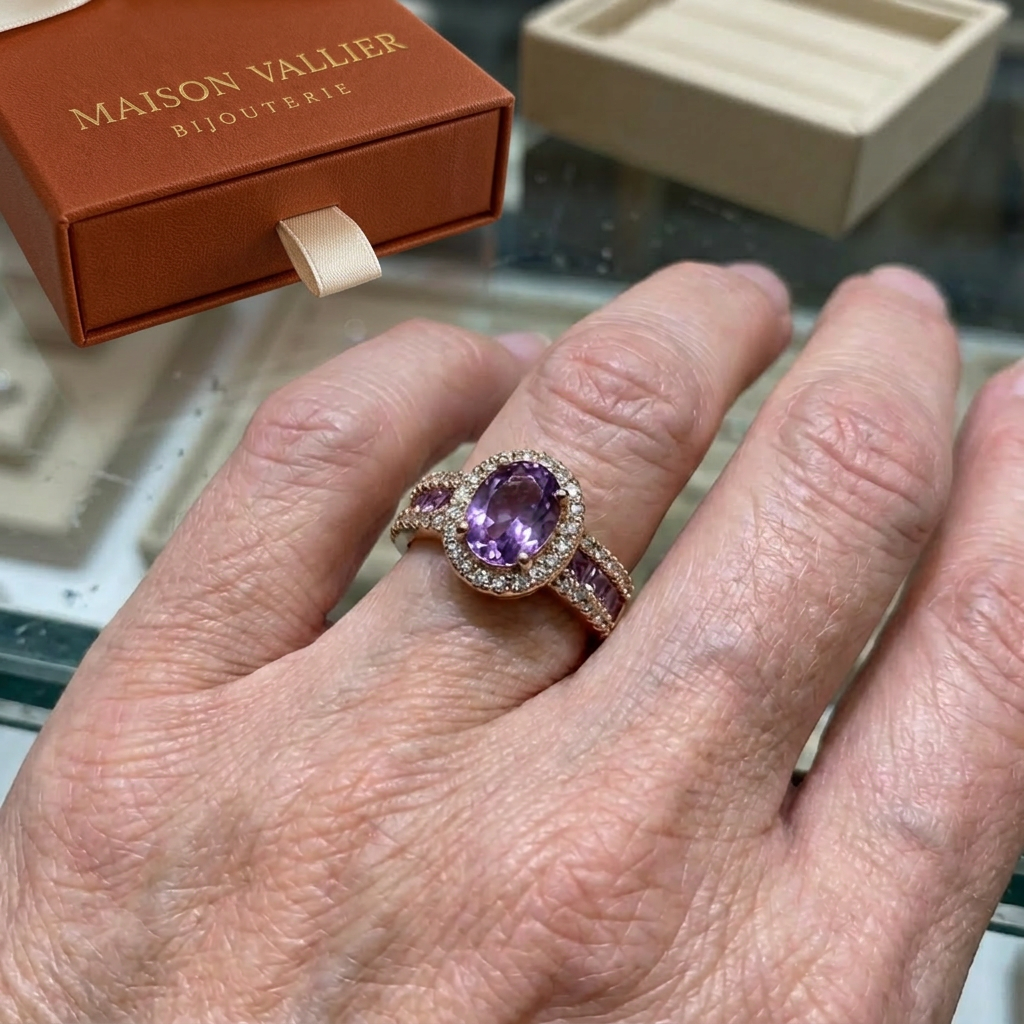 Paarse ring Odélia Lumina in roségoud
