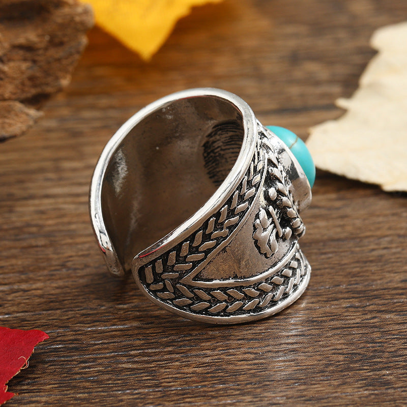 Open ring Ravik met steen in wit goud