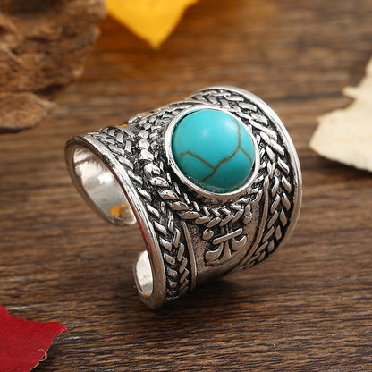 Open ring Ravik met steen in wit goud