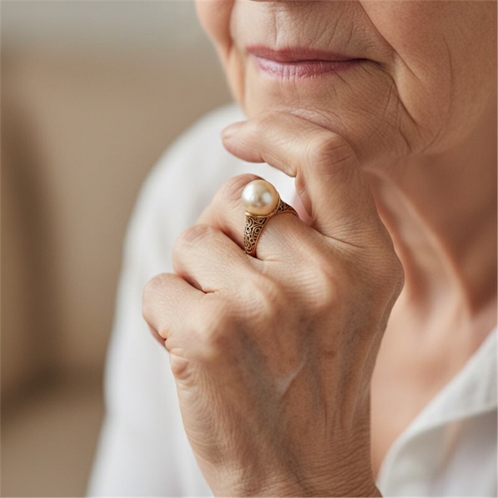 Retro ring met parel in goud
