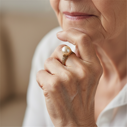 Retro ring met parel in goud