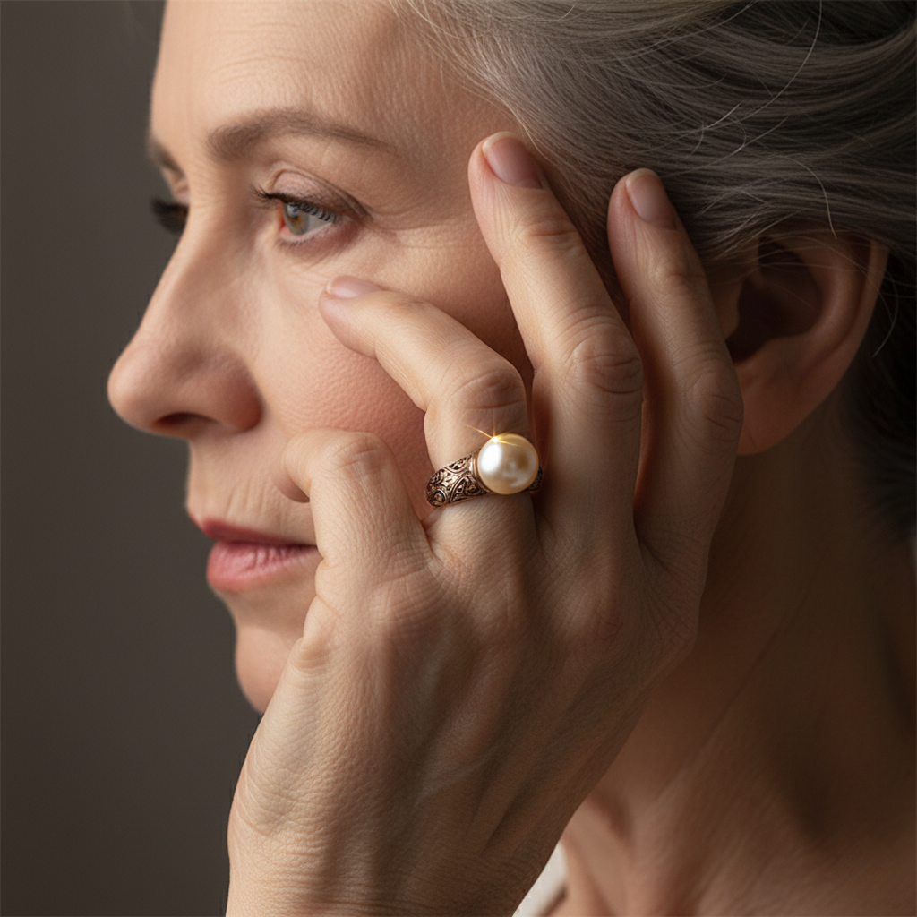 Retro ring met parel in goud