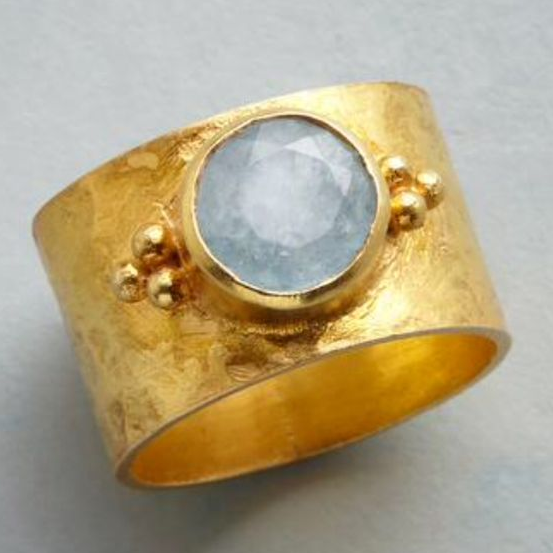 Retro maanring in goud