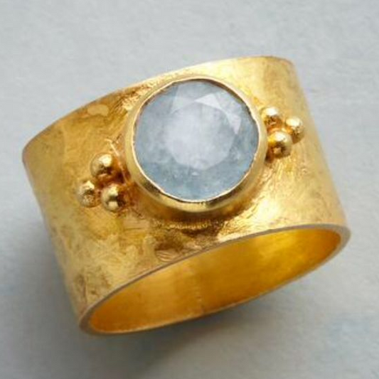 Retro maanring in goud