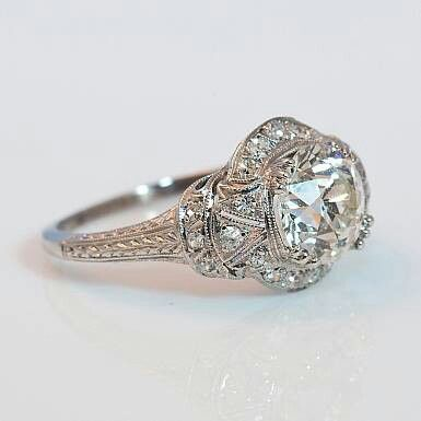 Retro kristallen ring in wit goud