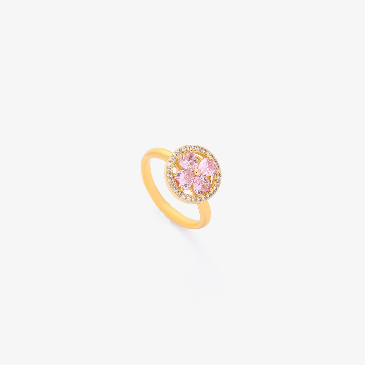 Draaibare roze hartring in goud