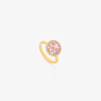 Draaibare roze hartring in goud