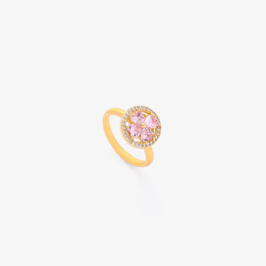 Draaibare roze hartring in goud