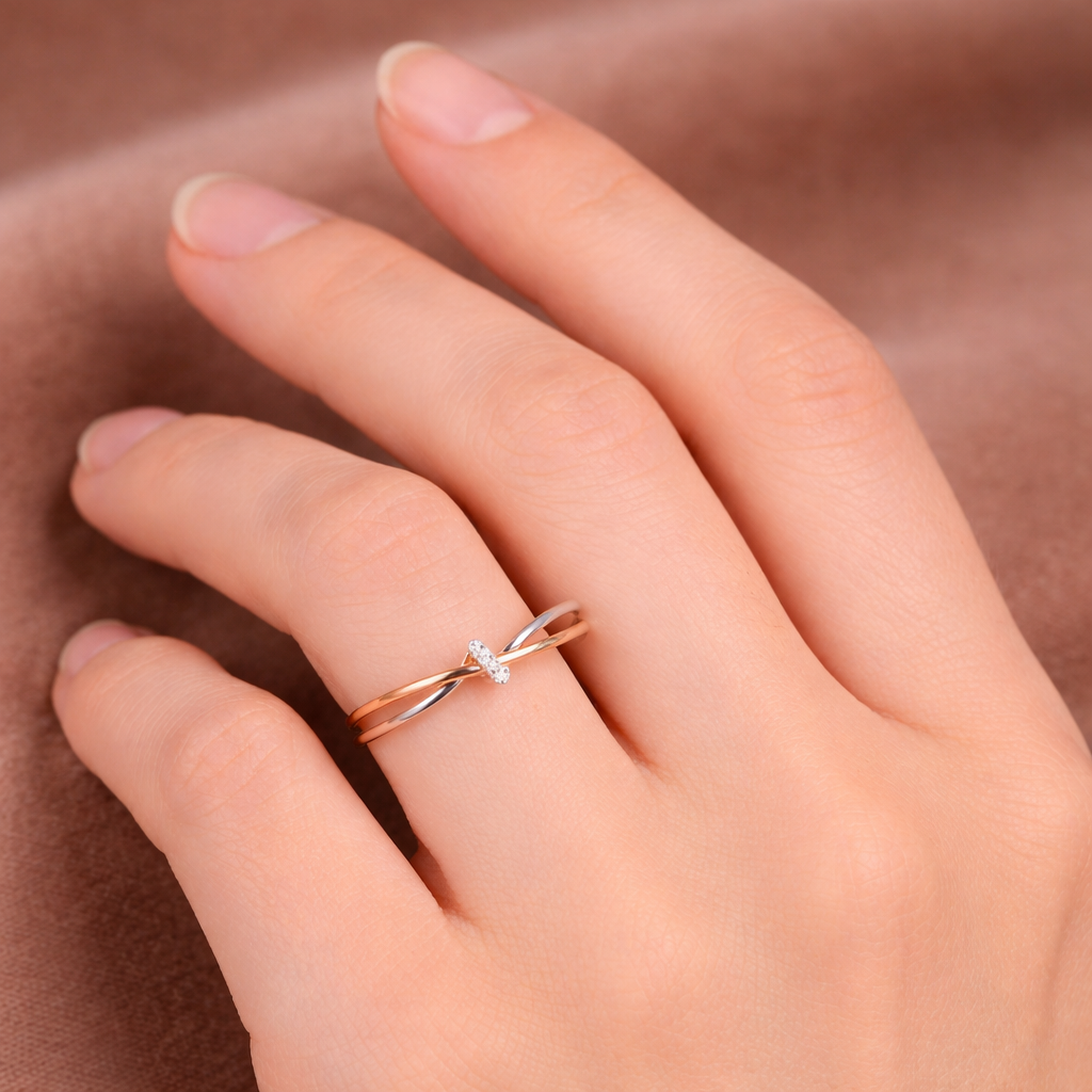 Gevlochten ring in roségoud