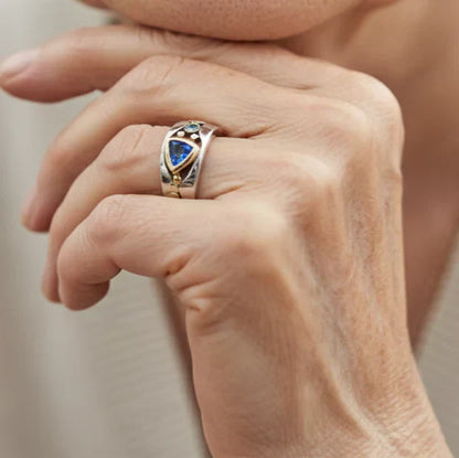 Blauwe vintage ring | Goud
