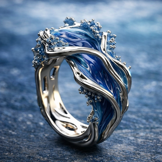 Vintage ring met oceaangolf in goud