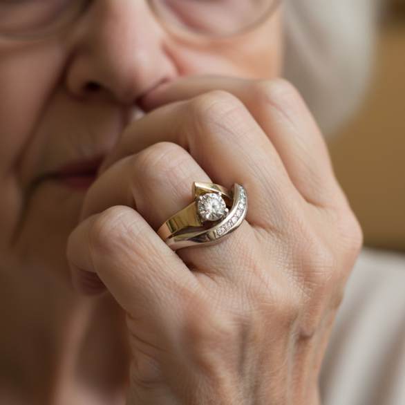 Grillige vintage ring met steentjes in goud