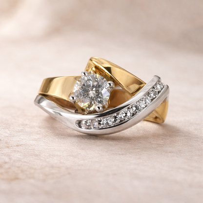 Grillige vintage ring met steentjes in goud
