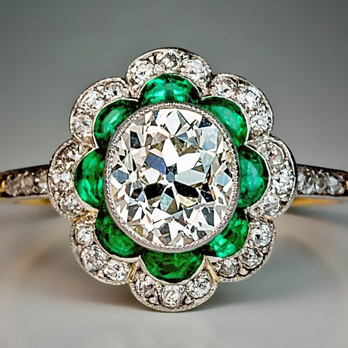 Vintage ring met smaragdkristal | Goud
