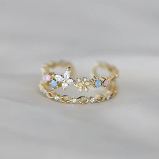 Vintage bloemring in goud