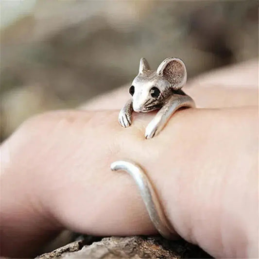 Vintage muizenring in wit goud