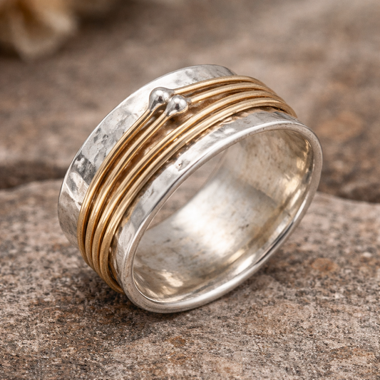 Vintage ring met bekleding in goud