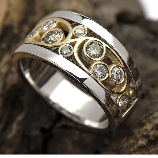 Vintage klimopring met steentjes in goud
