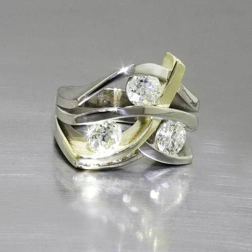 Vintage ring met steentjes in goud