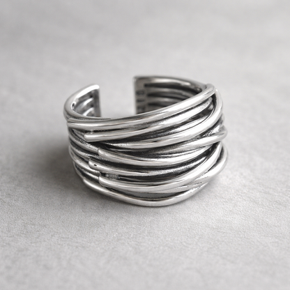 Verstelbare gelaagde ring | Witgoud