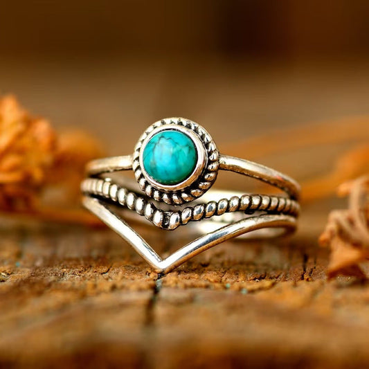 Ring met turquoise parels in goud