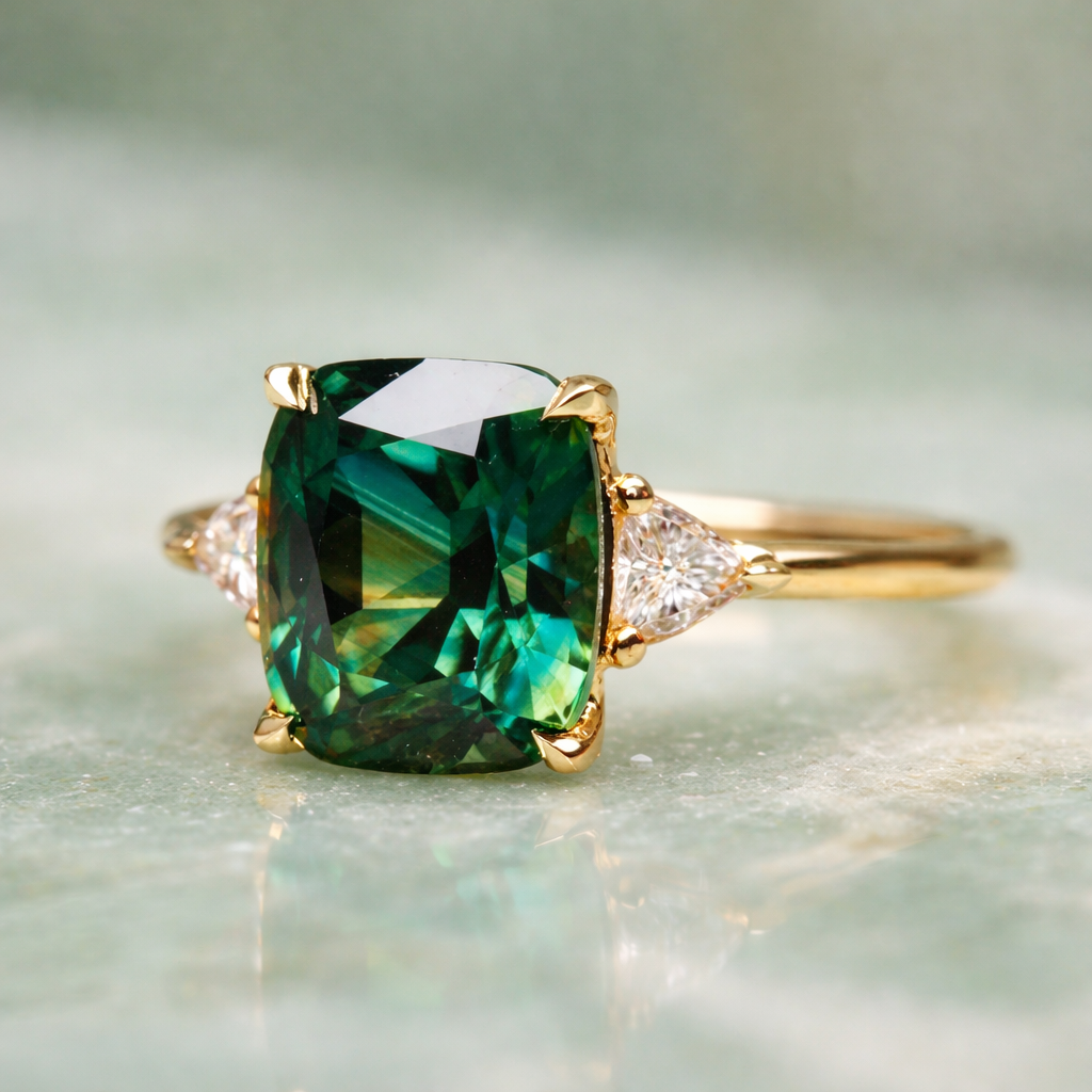 Elegante vierkante ring met smaragd | Goud