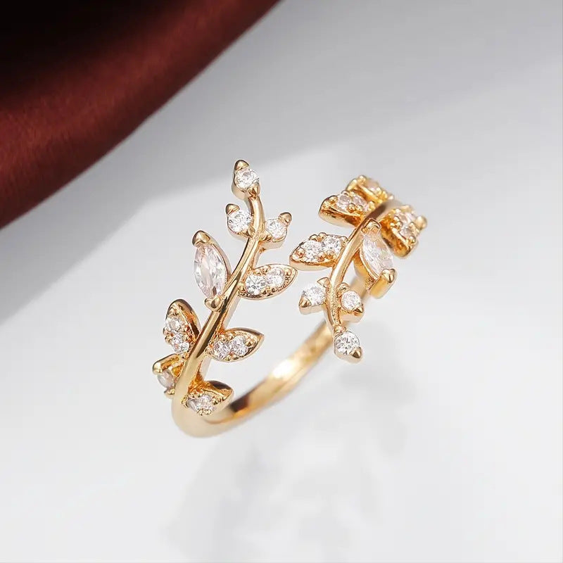 Elegante ring met wijnrank in goud