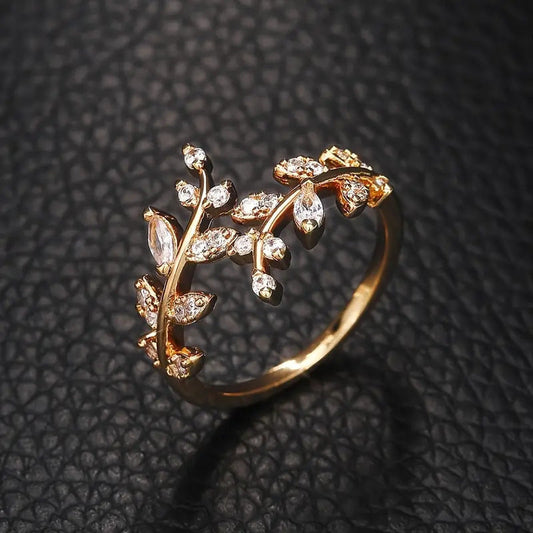 Elegante ring met wijnrank in goud
